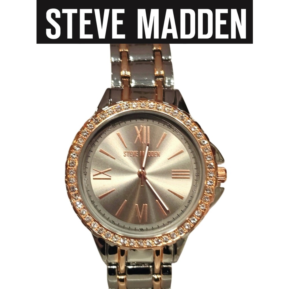Steve Madden Two-Tone Silver and Rose Gold Watch